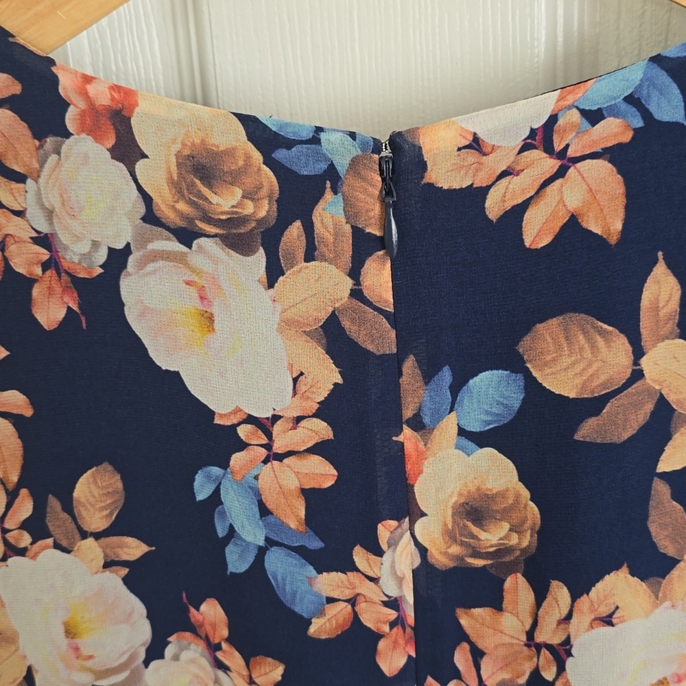J. Crew 100% Silk Antique Floral Short Sleeve Shift Dress Blue Lined Size 10 - Picture 10 of 15
